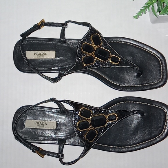 Prada Shoes - Prada Python Jewel Embellished Sandal. Womens size 38/7. Black in color.